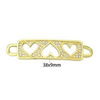Cubic Zirconia Micro Pave Brass Connector, gold color plated, micro pave cubic zirconia & hollow, 38x9x2mm, Hole:Approx 3mm, 10PCs/Lot, Sold By Lot