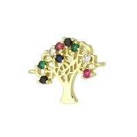 Cubic Zirconia Micro Pave Brass Connector Tree gold color plated micro pave cubic zirconia Approx 1mm Sold By Lot