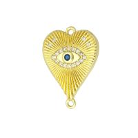 Цирконий Micro Pave Латунный разъем, Латунь, Сердце, плакирован золотом, инкрустированное микро кубического циркония & отверстие, 16x21x3mm, отверстие:Приблизительно 1mm, 10ПК/Лот, продается Лот