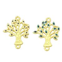 Cubic Zirconia Micro Pave Brass Pendant, Tree, gold color plated, micro pave cubic zirconia & hollow, more colors for choice, 18x25x2mm, Hole:Approx 1mm, 10PCs/Lot, Sold By Lot