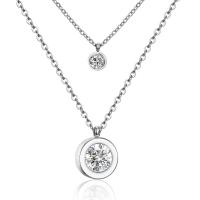 Stainless Steel Jewelry Necklace plated micro pave cubic zirconia & for woman Length Approx 17.72 Inch Sold By PC