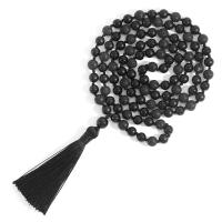 Mode-Fringe-Halskette, Obsidian, unisex, schwarz, 8mm, Länge ca. 42.52 ZollInch, verkauft von PC