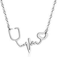 Stainless Steel Jewelry Necklace Electrocardiographic plated for woman Length Approx 17.72 Inch Sold By PC