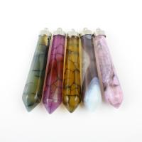 Agate Jewelry Pendants, with Tibetan Style, more colors for choice, 10x55mm, 20PCs/Bag, Sold By Bag