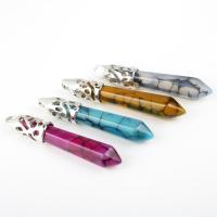 Agate Jewelry Pendants, with Tibetan Style, more colors for choice, 10x60mm, 20PCs/Bag, Sold By Bag