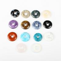 Gemstone Pendants Jewelry, Natural Stone, Donut, more colors for choice, 20x4mm, 20PCs/Bag, Sold By Bag