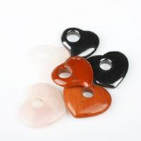 Bijoux Pendentifs en pierres gemmes, Pierre naturelle, coeur, plus de couleurs à choisir, 35x30x7.50mm, 20PC/sac, Vendu par sac
