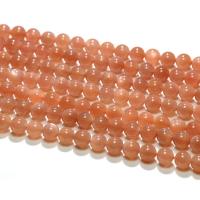 Mondstein Perlen, rund, poliert, DIY, rote Orange, verkauft per 38 cm Strang