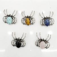 Natural Stone Brooch, with Tibetan Style, Crab, Unisex, more colors for choice, 34x37mm, 20PCs/Bag, Sold By Bag