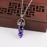 Gemstone Pendants Jewelry, Tibetan Style, with Natural Stone, polished, more colors for choice, 2-6cm, 30PCs/Bag, Sold By Bag