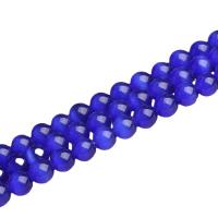 Perles de bijoux oeil de chat, Rond, DIY, bleu, Vendu par 38 cm brin