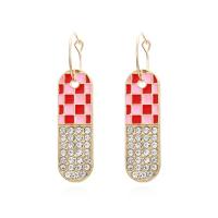 Huggie Hoop Drop Earring Zinc Alloy fashion jewelry & for woman & enamel & with rhinestone multi-colored Sold By Pair
