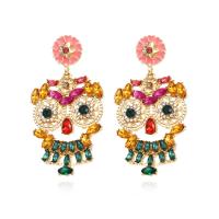 Rhinestone Earring Zinc Alloy stoving varnish fashion jewelry & for woman & with rhinestone multi-colored Sold By Pair