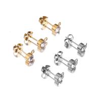 Stainless Steel Earring Drop Component plated fashion jewelry & for woman & with rhinestone Sold By Bag