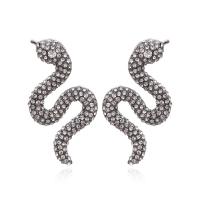 Zinc Alloy Stud Earring Snake fashion jewelry & for woman & with rhinestone Sold By Pair