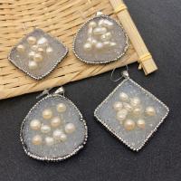 Resin Pendant with Rhinestone Clay Pave & Plastic Pearl Unisex white Sold By PC