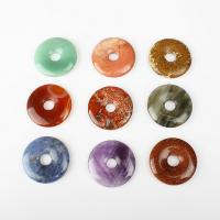 Gemstone Pendants Jewelry, Natural Stone, Donut, Unisex, more colors for choice, 35x5mm, Sold By PC