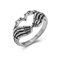 Cink Alloy Finger Ring, Ruka, starinski srebrne boje pozlaćen, za žene & šupalj, nikal, olovo i kadmij besplatno, 23mm, Veličina:7.5, Prodano By PC