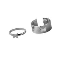 Zinc Alloy Ring Set Butterfly plated 2 pieces & for woman & hollow nickel lead & cadmium free US Ring Sold By Set