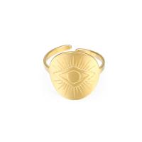 Anel de dedo de aço inoxidável, cromado de cor dourada, Ajustável & para mulher, 40x25mm, vendido por PC