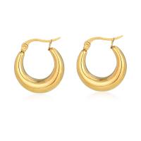 Stainless Steel Huggie Hoop Earring, gold color plated, for woman, 19x21mm, Sold By Pair