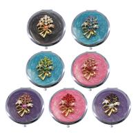 Tibetan Style Cosmetic Mirror, Round, portable & enamel & with rhinestone, more colors for choice, 70x70x18mm, Sold By PC