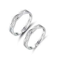 Anéis Couple dedo, 925 de prata esterlina, Ajustável, cor de platina, vendido por PC