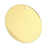 Edelstahl Etikette, flache Runde, goldfarben plattiert, 40x40x1mm, Bohrung:ca. 2mm, verkauft von PC