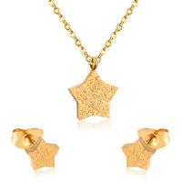 Fashion Stainless Steel Jewelry Sets Stud Earring & necklace Star plated for woman Length Approx 17.72 Inch Sold By Set
