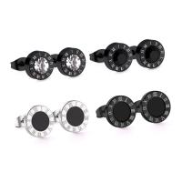 Stainless Steel Stud Earrings with Shell plated micro pave cubic zirconia & for woman Sold By Pair