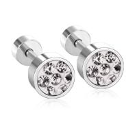 Stainless Steel Stud Earrings plated micro pave cubic zirconia & for woman Sold By Pair