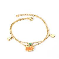 Bijoux bracelet en acier inoxydable, avec 1.18inch chaînes de rallonge, Citrouille, Placage de couleur d'or, pour femme, Longueur:Environ 6.69 pouce, Vendu par PC