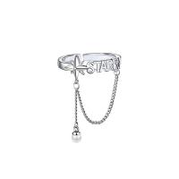 Messing Fingerring, mit Kunststoff Perlen, Einstellbar & für Frau, Silberfarbe, 17mm, 5PCs/Tasche, verkauft von Tasche