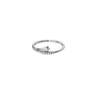 Kubisk Circonia Micro bane messing Ring, Justerbar & Micro Pave cubic zirconia & for kvinde, sølv, 16.50mm, 5pc'er/Bag, Solgt af Bag
