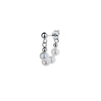 Messing Tropfen Ohrringe, mit Kunststoff Perlen, für Frau, Silberfarbe, 20mm, 5PCs/Tasche, verkauft von Tasche