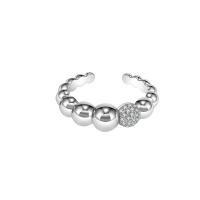 Brass Cuff Finger Ring, Adjustable & micro pave cubic zirconia & for woman, silver color, 16.50mm, 5PCs/Bag, Sold By Bag