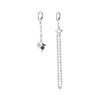 Asymmetric Earrings, Brass, micro pave cubic zirconia & for woman, silver color, 50mmuff0c95mm, 5Pairs/Bag, Sold By Bag