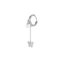 Huggie Hoop Drop Ohrringe, Messing, mit Kunststoff Perlen, für Frau, Silberfarbe, 14x44mm, 5PCs/Tasche, verkauft von Tasche