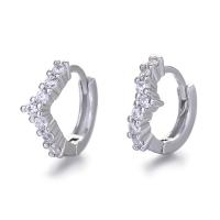 Brass Huggie Hoop Earring plated micro pave cubic zirconia & for woman 12mm Sold By Bag