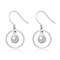 Brass Drop Earring, with Plastic Pearl, plated, for woman, more colors for choice, 30x18mm, 5Pairs/Bag, Sold By Bag