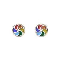Brass Stud Earring with 925 Sterling Silver for woman & enamel 8mm Sold By Bag