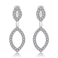 Cubic Zirconia Micro Pave Brass Earring sterling silver post pin plated micro pave cubic zirconia & for woman silver color Sold By Bag
