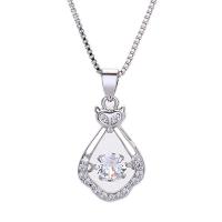 Cubic Zircon Micro Pave Brass Necklace micro pave cubic zirconia & for woman Length 45 cm Sold By Bag
