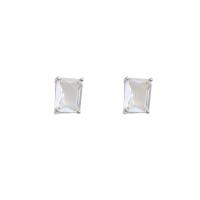 Brass Stud Earring, platinum plated, fashion jewelry & for woman & with cubic zirconia, silver color, 10x8mm, Sold By Pair