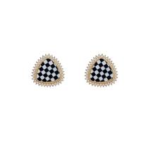 Zinc Alloy Stud Earring with Acrylic high quality plated fashion jewelry & for woman & with cubic zirconia & with rhinestone white and black Sold By Pair