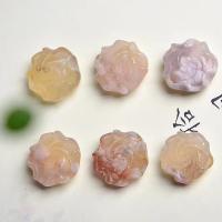 Pingentes de joias de ágata, Ágata Branca de Flor de Cerejeira, Árvore Paeonia, esculpidas, DIY & para mulher, rosa, 20x19mm, vendido por PC