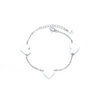 Brass Bracelet & Bangle, brass lobster clasp, with 1.18Inch extender chain, Heart, platinum plated, for woman, 13mm, Length:Approx 5.91 Inch, Approx 5PCs/Bag, Sold By Bag