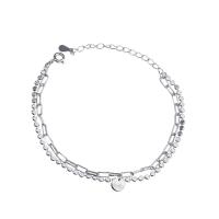 Brass Bracelet & Bangle with 1.38Inch extender chain platinum color plated Double Layer & for woman 6mm Length Approx 5.91 Inch Approx Sold By Bag