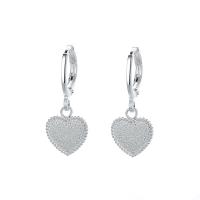 Huggie Hoop Drop Earring Brass Heart silver color plated for woman Approx Sold By Bag