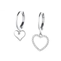 Asymmetric Earrings, Brass, Heart, platinum color plated, for woman & hollow, 7mm,12mm, Approx 5Pairs/Bag, Sold By Bag